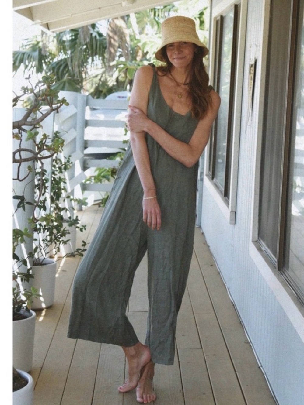 Sleeveless Wide-Leg Jumpsuit in Olive bundle